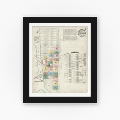 Old map wall art mockup — black gallery frame with white mat — Sanborn Fire Insurance Map from Long Beach, Nassau County, New York (1914) - Complete Map Set