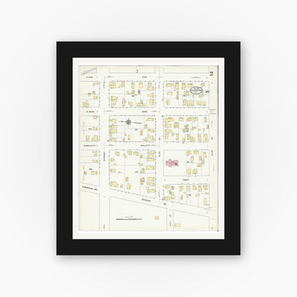 Old map wall art mockup — black gallery frame with white mat — Sanborn Fire Insurance Map from Dunkirk, Chautauqua County, New York (1910) - Complete Map Set