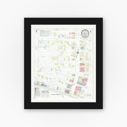 Old map wall art mockup — black gallery frame with white mat — Sanborn Fire Insurance Map from Parkville, Platte County, Missouri (1948) - Complete Map Set