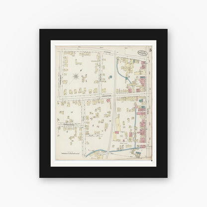 Old map wall art mockup — black gallery frame with white mat — Sanborn Fire Insurance Map from Orange, Essex County, New Jersey (1885), Sheet #0005