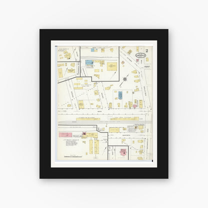 Old map wall art mockup — black gallery frame with white mat — Sanborn Fire Insurance Map from Coopersville, Ottawa County, Michigan (1916), Sheet #0002