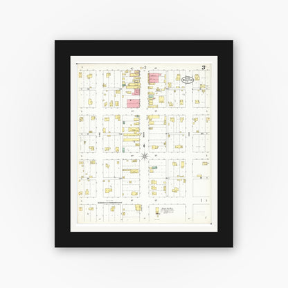 Old map wall art mockup — black gallery frame with white mat — Sanborn Fire Insurance Map from Moulton, Appanoose County, Iowa (1900), Sheet #0003