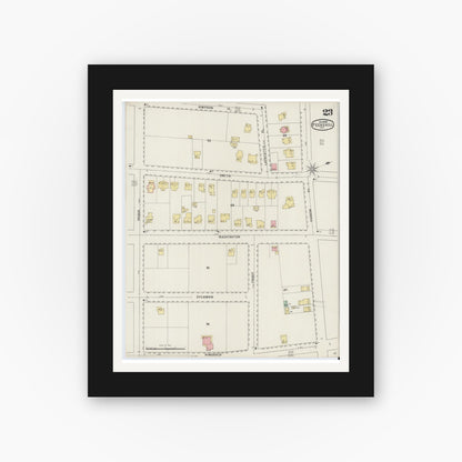 Old map wall art mockup — black gallery frame with white mat — Sanborn Fire Insurance Map from Peekskill, Westchester County, New York (1895), Sheet #0023