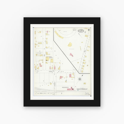 Old map wall art mockup — black gallery frame with white mat — Sanborn Fire Insurance Map from Gallipolis, Gallia County, Ohio (1908), Sheet #0003