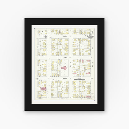 Old map wall art mockup — black gallery frame with white mat — Sanborn Fire Insurance Map from La Salle, La Salle County, Illinois (1911), Sheet #0007