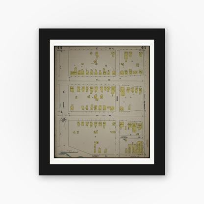 Old map wall art mockup — black gallery frame with white mat — Sanborn Fire Insurance Map from New Jersey Coast, New Jersey Coast, New Jersey (1890), Sheet #0046