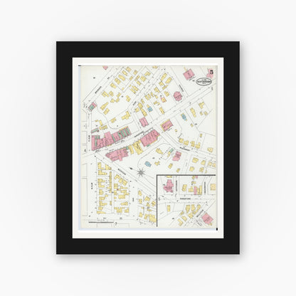 Old map wall art mockup — black gallery frame with white mat — Sanborn Fire Insurance Map from Benton Harbor, Berrien County, Michigan (1900), Sheet #0005