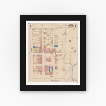 Old map wall art mockup — black gallery frame with white mat — Sanborn Fire Insurance Map from Georgetown, Brown County, Ohio (1922), Sheet #0005