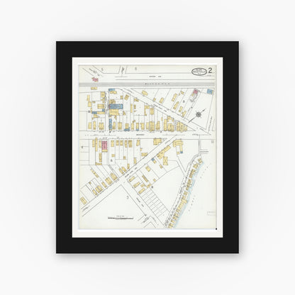 Old map wall art mockup — black gallery frame with white mat — Sanborn Fire Insurance Map from Westville, Gloucester County, New Jersey (1919) - Complete Map Set
