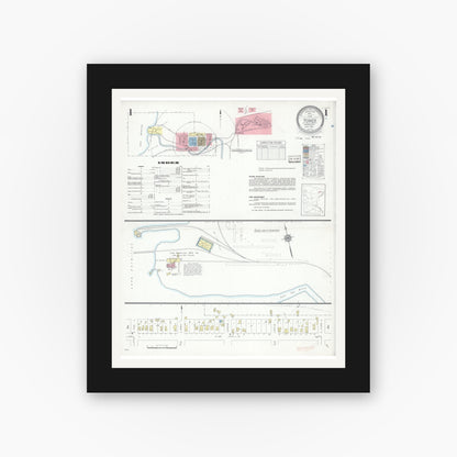 Old map wall art mockup — black gallery frame with white mat — Sanborn Fire Insurance Map from Tower, Saint Louis County, Minnesota (1937) - Complete Map Set