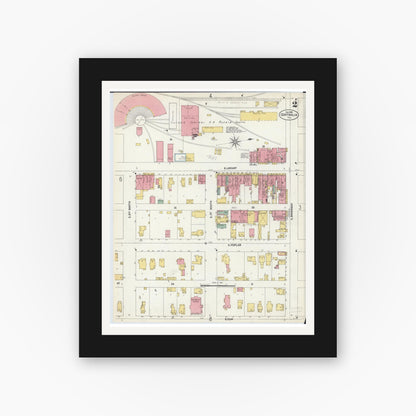 Old map wall art mockup — black gallery frame with white mat — Sanborn Fire Insurance Map from Centralia, Marion, Clinton, Jefferson, and Washington Counties, Illinois (1902), Sheet #0002
