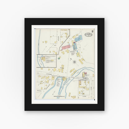 Old map wall art mockup — black gallery frame with white mat — Sanborn Fire Insurance Map from Chippewa Falls, Chippewa County, Wisconsin (1895), Sheet #0002