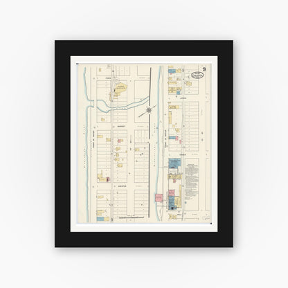 Old map wall art mockup — black gallery frame with white mat — Sanborn Fire Insurance Map from Chester, Randolph County, Illinois (1911), Sheet #0009