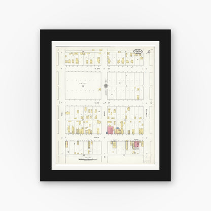 Old map wall art mockup — black gallery frame with white mat — Sanborn Fire Insurance Map from Tower, Saint Louis County, Minnesota (1921), Sheet #0004