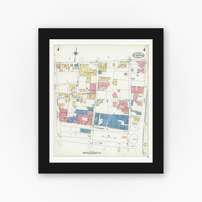 Old map wall art mockup — black gallery frame with white mat — Sanborn Fire Insurance Map from Saint Augustine, Saint John's County, Florida (1924), Sheet #0004