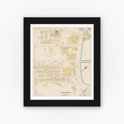 Old map wall art mockup — black gallery frame with white mat — Sanborn Fire Insurance Map from Avalon, Los Angeles County, California (1919), Sheet #0003