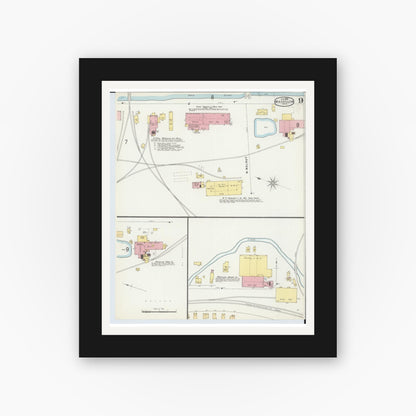 Old map wall art mockup — black gallery frame with white mat — Sanborn Fire Insurance Map from Massillon, Stark County, Ohio (1896), Sheet #0009