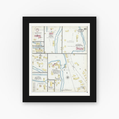 Old map wall art mockup — black gallery frame with white mat — Sanborn Fire Insurance Map from Athol, Worcester County, Massachusetts (1892), Sheet #0010
