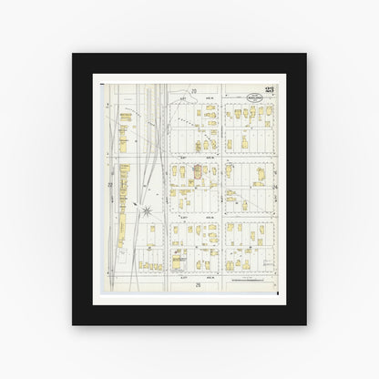 Old map wall art mockup — black gallery frame with white mat — Sanborn Fire Insurance Map from Ashland, Ashland County, Wisconsin (1901), Sheet #0023