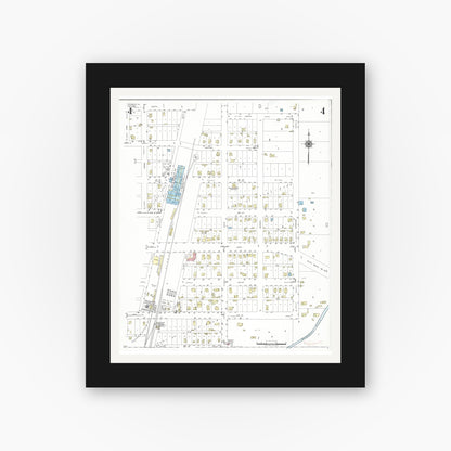 Old map wall art mockup — black gallery frame with white mat — Sanborn Fire Insurance Map from Griswold, Cass County, Iowa (1948), Sheet #0004