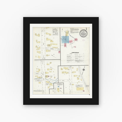 Old map wall art mockup — black gallery frame with white mat — Sanborn Fire Insurance Map from Northboro, Worcester County, Massachusetts (1910) - Complete Map Set