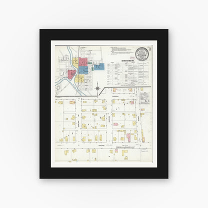 Old map wall art mockup — black gallery frame with white mat — Sanborn Fire Insurance Map from Jefferson, Jefferson County, Wisconsin (1909) - Complete Map Set