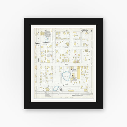 Old map wall art mockup — black gallery frame with white mat — Sanborn Fire Insurance Map from Eldorado, Saline County, Illinois (1900), Sheet #0003