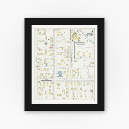 Old map wall art mockup — black gallery frame with white mat — Sanborn Fire Insurance Map from Palmer, Hampden County, Massachusetts (1896), Sheet #0003