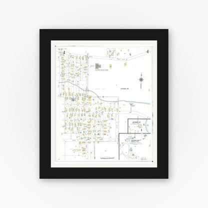 Old map wall art mockup — black gallery frame with white mat — Sanborn Fire Insurance Map from New Paris, Preble County, Ohio (1951), Sheet #0004