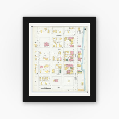 Old map wall art mockup — black gallery frame with white mat — Sanborn Fire Insurance Map from Saint Clair, Saint Clair County, Michigan (1900), Sheet #0003