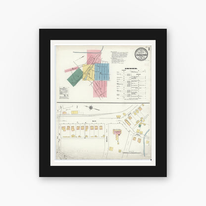 Old map wall art mockup — black gallery frame with white mat — Sanborn Fire Insurance Map from Roaring Spring, Blair County, Pennsylvania (1910) - Complete Map Set