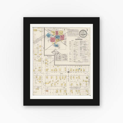Old map wall art mockup — black gallery frame with white mat — Sanborn Fire Insurance Map from Durand, Shiawassee County, Michigan (1922) - Complete Map Set