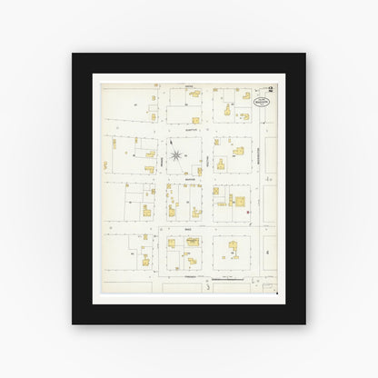 Old map wall art mockup — black gallery frame with white mat — Sanborn Fire Insurance Map from Madison, Madison County, Florida (1903), Sheet #0002