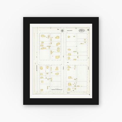 Old map wall art mockup — black gallery frame with white mat — Sanborn Fire Insurance Map from San Angelo, Tom Green County, Texas (1904), Sheet #0006
