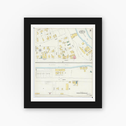 Old map wall art mockup — black gallery frame with white mat — Sanborn Fire Insurance Map from Vermillion, Erie County, Ohio (1898), Sheet #0003