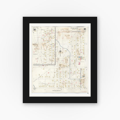 Old map wall art mockup — black gallery frame with white mat — Sanborn Fire Insurance Map from Marion, Williamson County, Illinois (1946), Sheet #0010