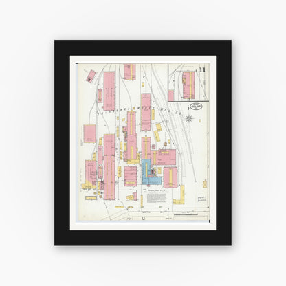 Old map wall art mockup — black gallery frame with white mat — Sanborn Fire Insurance Map from Beloit, Rock County, Wisconsin (1902), Sheet #0011