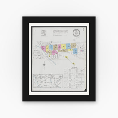 Old map wall art mockup — black gallery frame with white mat — Sanborn Fire Insurance Map from Mexicali, Baja California (Mexico) (1925) - Complete Map Set