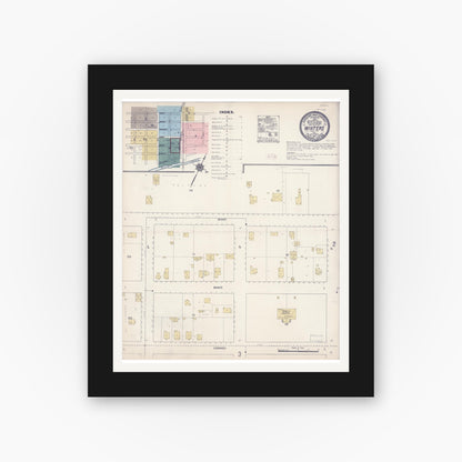 Old map wall art mockup — black gallery frame with white mat — Sanborn Fire Insurance Map from Winters, Yolo County, California (1911) - Complete Map Set