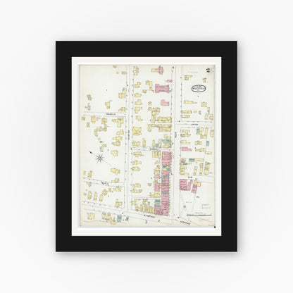 Old map wall art mockup — black gallery frame with white mat — Sanborn Fire Insurance Map from Westfield, Chautauqua County, New York (1896), Sheet #0002