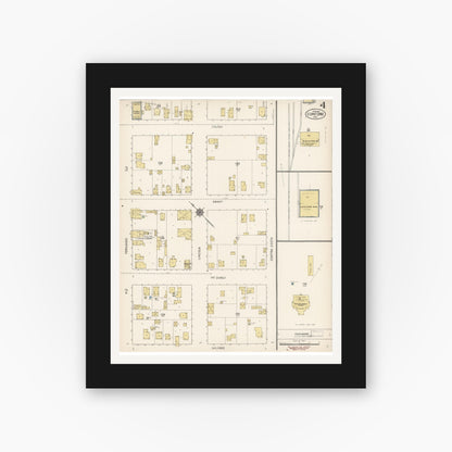 Old map wall art mockup — black gallery frame with white mat — Sanborn Fire Insurance Map from Concord, Contra Costa County, California (1912), Sheet #0004