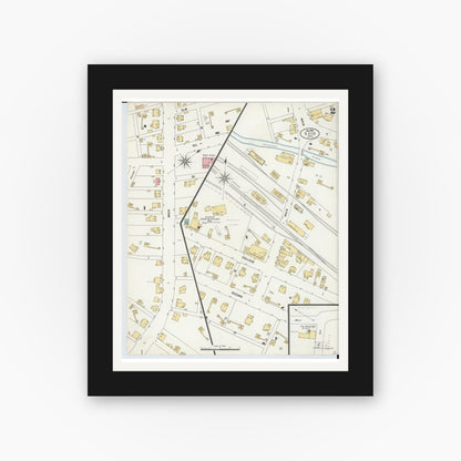 Old map wall art mockup — black gallery frame with white mat — Sanborn Fire Insurance Map from Scio, Harrison County, Ohio (1899), Sheet #0002