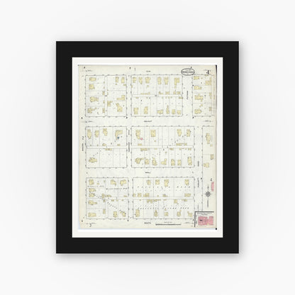 Old map wall art mockup — black gallery frame with white mat — Sanborn Fire Insurance Map from Moweaqua, Shelby County, Illinois (1914), Sheet #0004