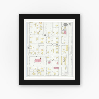 Old map wall art mockup — black gallery frame with white mat — Sanborn Fire Insurance Map from Lewistown, Fulton County, Illinois (1919), Sheet #0003