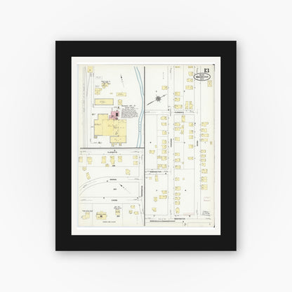 Old map wall art mockup — black gallery frame with white mat — Sanborn Fire Insurance Map from Winchester, Middlesex County, Massachusetts (1910), Sheet #0013