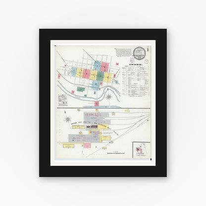 Old map wall art mockup — black gallery frame with white mat — Sanborn Fire Insurance Map from New Philadelphia, Tuscarawas County, Ohio (1901) - Complete Map Set