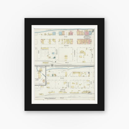 Old map wall art mockup — black gallery frame with white mat — Sanborn Fire Insurance Map from Durand, Pepin County, Wisconsin (1894), Sheet #0002