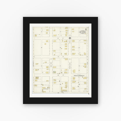 Old map wall art mockup — black gallery frame with white mat — Sanborn Fire Insurance Map from Saint Cloud, Osceola County, Florida (1915), Sheet #0002