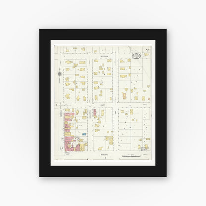 Old map wall art mockup — black gallery frame with white mat — Sanborn Fire Insurance Map from Elkhorn, Walworth County, Wisconsin (1911), Sheet #0003