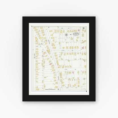Old map wall art mockup — black gallery frame with white mat — Sanborn Fire Insurance Map from Coshocton, Coshocton County, Ohio (1905), Sheet #0009